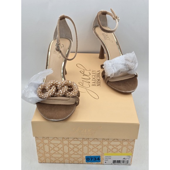 Badgley Mischka Shoes - NIB Jewel Badgley Mischka Womens Tailani Open-toe Stiletto Heels - Sand - Size 6